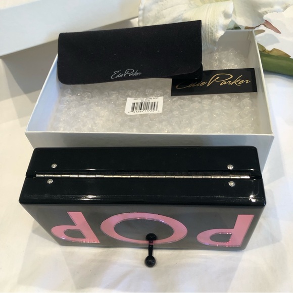 Edie Parker Jean Clutch with Pink POP" at front - Picture 5 of 12